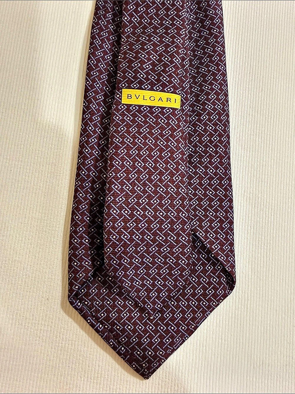 Bvlgari Men's Geometric Tie in Brown & Blue
